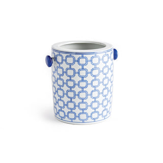 porcelain ice bucket, blue and white handpainted
