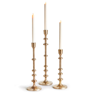 Tall gold taper candleholders set of 3 in gold
