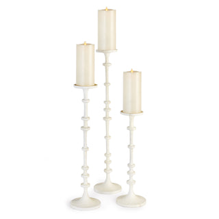 Tall white candleholders, set of 3. 