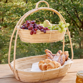CANE RATTAN TIERED SERVING CADDY
