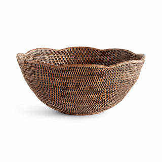BURMA RATTAN SCALLOPED EDGE BOWL LARGE