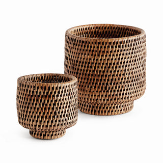 BURMA RATTAN CACHEPOTS SMALL, SET OF 2