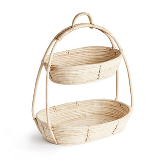 CANE RATTAN TIERED SERVING CADDY