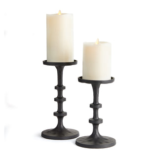 Petite/short black candleholders for pillar candles