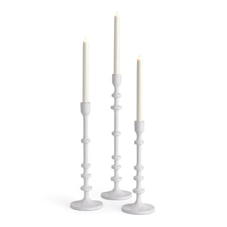 Tall taper candleholders set of 3 in white