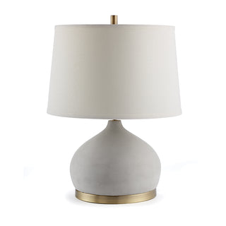 Lamp with natural concreate base, linen shade and bronze finish