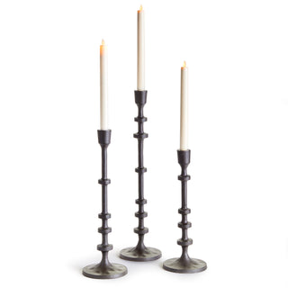 Tall dark bronze taper candle holders set of 3