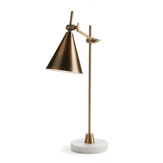 22" tall desk lamp with brass finish and marble base