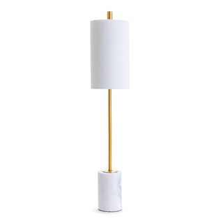 Tall and narrow table lamp with marble base and brass finish 