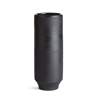 15" tall black handmade vase from peru